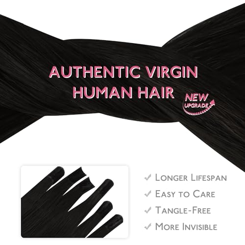 Image of WENNALIFE U Tip Hair Extensions Human Hair, 50g 50s 22 Inch Jet Black Remy Hair K Tip Hair Extension Real Human Hair Invisible Straight Keratin Hair Extensions