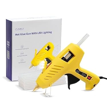 AMAZON - CLEVAST Full Size Hot Glue Gun, with 60/100W Dual Power and 20 Glue Sticks (7/16″), with LED Light Fast Preheating Heavy Duty Industrial Gluegun for DIY Crafting and Repairs, UL Certified