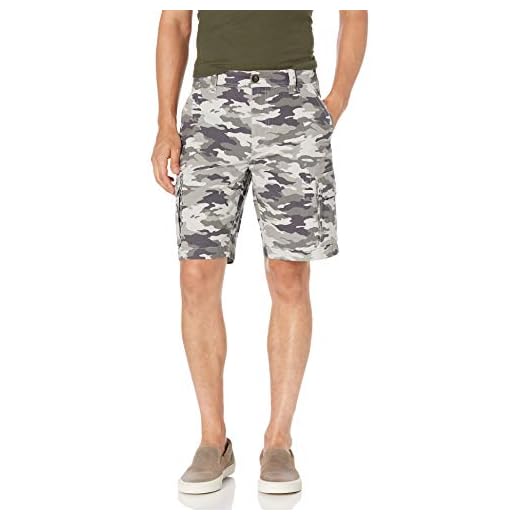 Amazon Essentials Men's 10” Lightweight Ripstop Stretch Cargo Short, Grey, Camo, 38