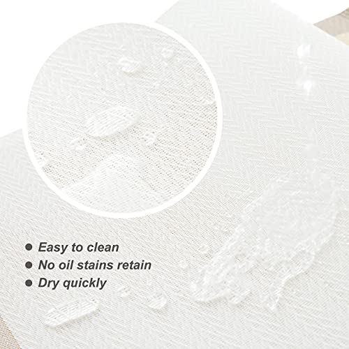 Merry Merchat Placemats Set Of 6, Non-Slip Heat Resistance And Easy Maintenance, Washable Durable Pvc Tablemats, Off White With Golden Line #TOP2