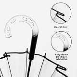 SMATI Paris - Lady’s Clear Big Birdcage Umbrella in black border – Transparent; Windproof; Auto open; Crystal style handle; French design; Dome shape umbrella - Image 3
