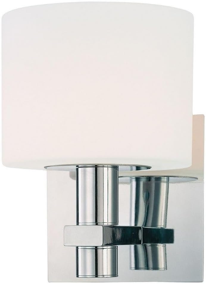 GEORGE KOVACS Stem 1 Light Wall Sconce in Chrome Finish and Etched Opal Glass
