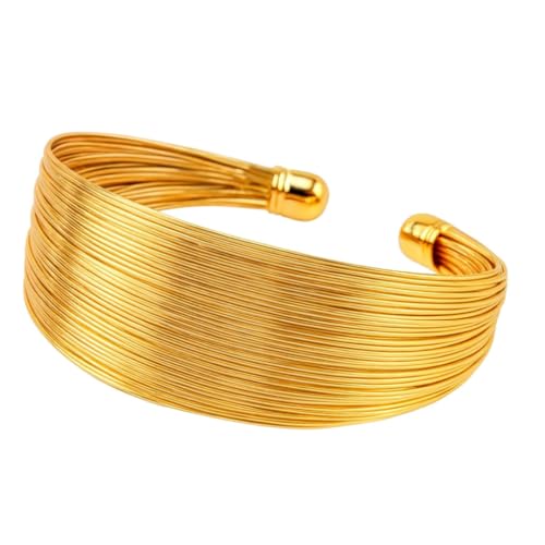 MAJALE - Brazalete dorado mujer, Ancho Ajustable - Pulsera con Acabado baño de oro - Estilo Vintage, Joyería de Diosa Griega o Egipcia (Dorado)