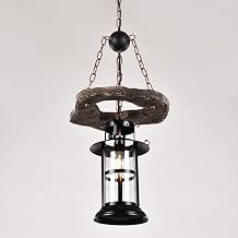 Country Vintage Wood Pendant Lamp Rustic Metal Ceiling Hanging Light E26/E27 Creative Retro Chandelier Lighting Fixture for Kitchen Island Restaurant Cafe Bar Home Decor