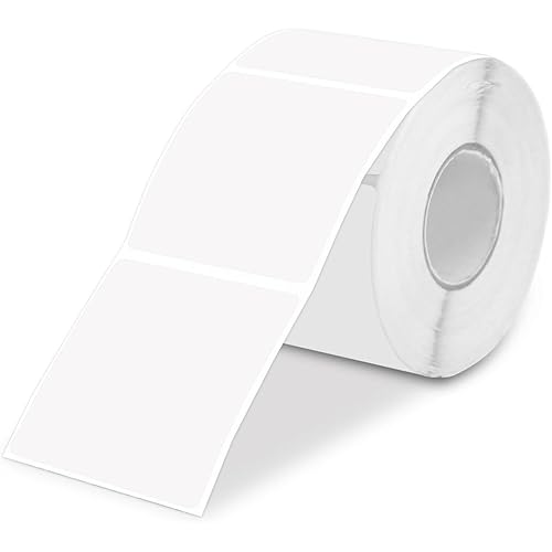 White Square Thermal Label Stickers, 2"x2" Self-Adhesive Square Direct Thermal Labels with Perforation Line, 500 Sheets/Roll