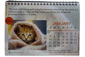 2024 Planner Cats Small Desk Calendar, Standing Flip Desktop Calendar