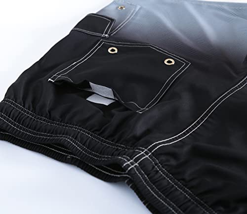 اليتوب شورت سباحة للرجال 9 انش سريع الجفاف شورت سباحة ببطانة شبكية للشاطئ بلون اسود متدرج K181 M، 181 كارجو اسود متدرج، مقاس M، البوليستر