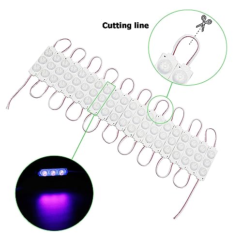 GOMING 20Pcs Black Light 12V LED Module Light Purple 395-400nm 3 LED Module 1.5W 45 Degree Spot Lamp for Parties Halloween Glow in The Dark Party Blacklight Poster Lighting(No Power Supply) - Image 2