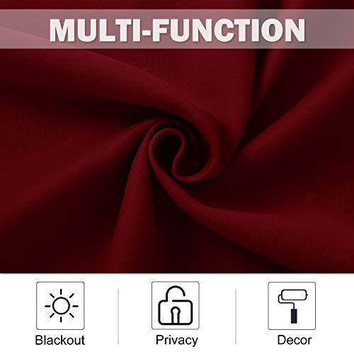 Nicetown Blackout Kitchen Window Curtains - Pair Of Thermal Insulated Eyelet Top Plain Blackout Curtains For Small Window (42 Width X 36 Inches Length + 1.2 Inches Header, Burgundy) #TOP3