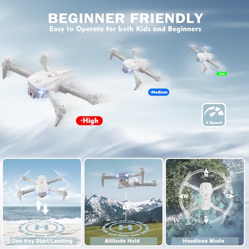 Mini Drone for Kids,Drones with Camera for Adults,Kids Drone with Gesture Control, One Key Start/Land, 3D Flips, Waypoints Fly, Headless Mode, 1080P HD FPV Foldable RC Quadcopter Toys Gifts for Boys - Image 5