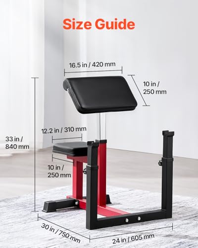 VEVOR Preacher Curlbank Hantelbank mit Beinstrecker, Krafttrainingsbänke (Max. Belastung 200 kg) Heim-Fitnessbank, Fitnessgerät, Sitzende Arm-isolierte Langhantel-Station, Trainingsbank