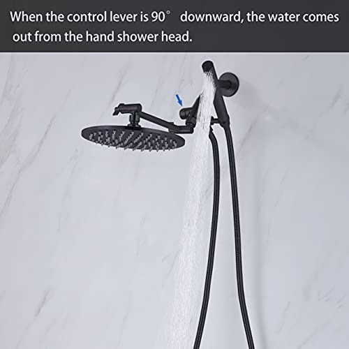 Image of G-promise All Metal Dual Shower Head Combo | 8 inch Rainfall Shower Head, Handheld Shower Wand | Smooth 3-way Diverter | with Adjustable Extender - An Upgrade of Shower Experience (Matte Black)