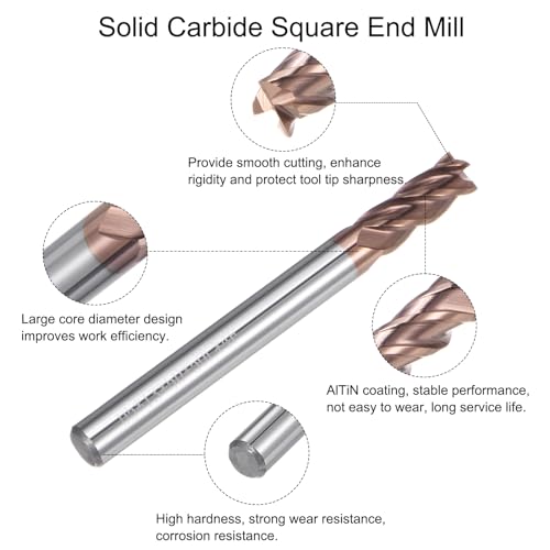 QUARKZMAN 2 Stück 5mm Durchmesser 5mm Schaft Vierkant-Nasenfräser 4 Schneiden HRC55 Hartmetall AlTiN-beschichtete CNC-Fräser-Werkzeuge für Endfräsen CNC-Bearbeitung, Schwarz