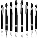 8 Pieces Ballpoint Pen with Stylus Tip Black Ink 2 in 1 Stylus Metal 1.0 mm Medium Point Smooth Pen