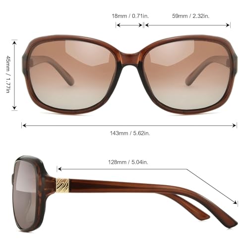 Image of SIPHEW Polarized Sunglasses for Women | UV400 Protection | Vintage Sun Glasses,Wraparound Shade,Lightweight & Comfortable,Big Sunnies eyewear,Driving,Outdoors