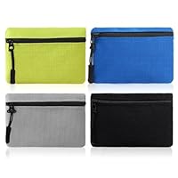 NVGVUP 4 Stück Münzgeldbörsen, Mini Geldbörse aus Oxford-Stoff, Tragbare Kleine Münzbörse mit Reißverschluss, Münzbeutel für Damen und Herren (Schwarz + Grau + Grün + Blau)
