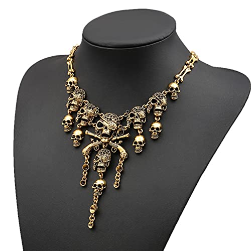 BBABBT Halloween Skull Bone Necklace Jewellery Women Pirate Cosplay Fancy Dress Costume Accessory Party Favors