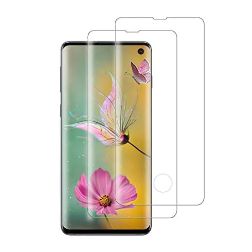 XSWO Skärmskydd kompatibelt med Galaxy S10 (inte för S10+), [2-pack] [3D böjd] [Full täckning] [Fodralvänlig] [Repmotstånd] [9H hårdhet] härdat glas skyddsfilm för Galaxy S10