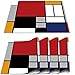COFEIYISI Manteles Individuales Juego de 4,Abstracto Geométrico Colorido Mondrian Líneas Rectángulo Salvamanteles Resistentes al Calor Lavables Vinilo PVC para la Mesa de Comedor de Cocina 30x45cm