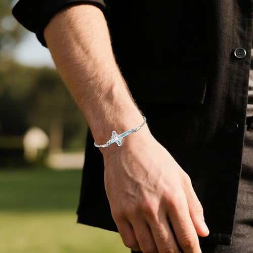 YAFEINI Crown of Thorns Bracelet Sterling Silver Catholic Cross Bracelet Thorns Crown Catholic Jewelry for Men2