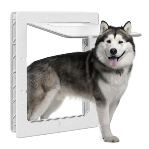 Dog Door, Plastic Pet Door by PETOUCH, 16.7" x 11.7" Inner Frame for Large Dog and Pets, Easy to Install, 2-Way Locks, Durable Frame Doggy Door for Door, Screen & Wall, White Doggie Door, Large
