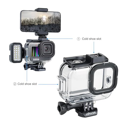 SOONSUN Waterproof Case with Floating Hand Grip for GoPro Hero 13/12/11/10/9 Black, 196ft Underwater Housing Case with Red Filter, Integrated Cold Shoe Mounts for Light and Microphone - Thumbnail 2