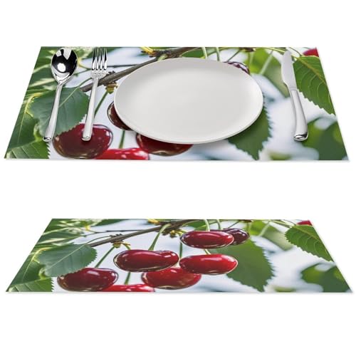 Set de table PVC cerises x6 antidérapant et résistant à la chaleur