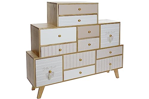 PEGANE Buffet, Meuble de Rangement en Bois de Paulownia Coloris Naturel - Longueur 120 x Profondeur 25 x Hauteur 110 cm
