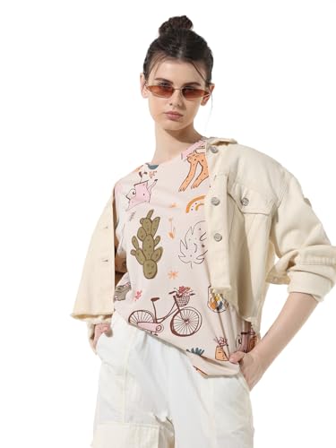 Image of ONLY Women's Oversized Printed Pure Cotton T-Shirt