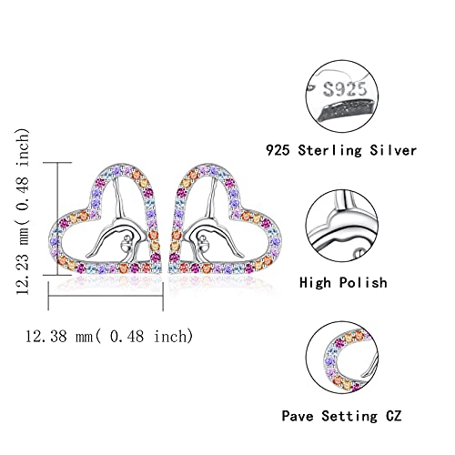Image of Gymnastics Gifts for Women Gymnast Stud Earrings 925 Sterling Silver Team USA Gymnastics Fashion Jewelry Sport Birthday Christmas Gifts