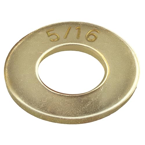Image of 5 /16 inch (100 Pack) Grade 8 SAE Washer, Thru-Hardened, Yellow Zinc by Makers Bolt