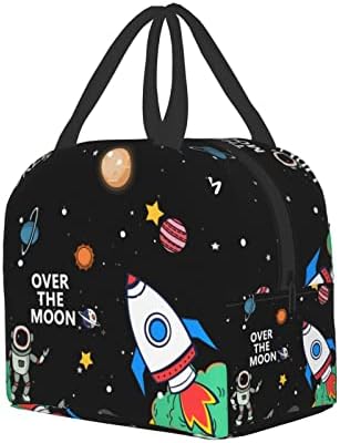 Outer Space Lunch Bag Reusable Lunch Box Insulated Zipper Meal Box Keep Warm Cooler Handbag for Teen Boys Girls School Office Outdoor Travel Picnic (Space Lunch Bag-2)