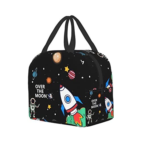 Outer Space Lunch Bag Reusable Lunch Box Insulated Zipper Meal Box Keep Warm Cooler Handbag For Teen Boys Girls School Office Outdoor Travel Picnic (Space Lunch Bag-2) #TOP3