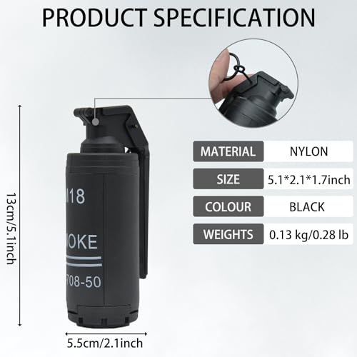 Disratw M18 Airsoft Grenade Toys 2Pcs Toy Hand Grenades Plastic CS Battle Game Tactical CS Grenade Pull Ring Toys Role Play Model Prop for Age 14+ (Black) - Thumbnail 5
