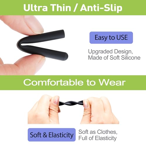 Gdnmapt Silicone Glasses Ear Cushion, Anti Slip Eye Glasses Ear Gripper, Comfortable Glasses Ear Grips, Eyeglass Ear Cushions Solution for Sore Ears, Temple Sleeves Tips for Glasses (2 Grey Pairs)