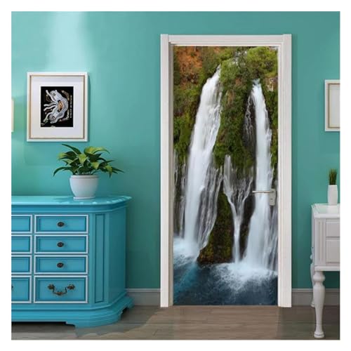 Décoration de maison avec poster de porte cascade auto-adhésif et imperméable 77x200cm