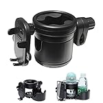 Universeller Kinderwagen Buggy Getränkehalter mit Telefonaufbewahrungsbox,3 in 1 Kinderwagen-Aufbewahrungsregal,um 360° drehbarer Getränkehalter für Trinkflaschen Nuckelflaschen Kaffeehalter