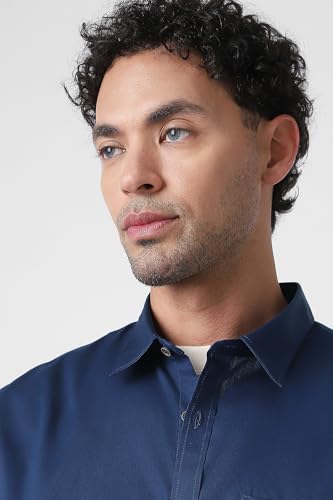 Image of Peter England Men's Slim Fit Full Sleeve Casual Shirt in Twill Weave Cotton