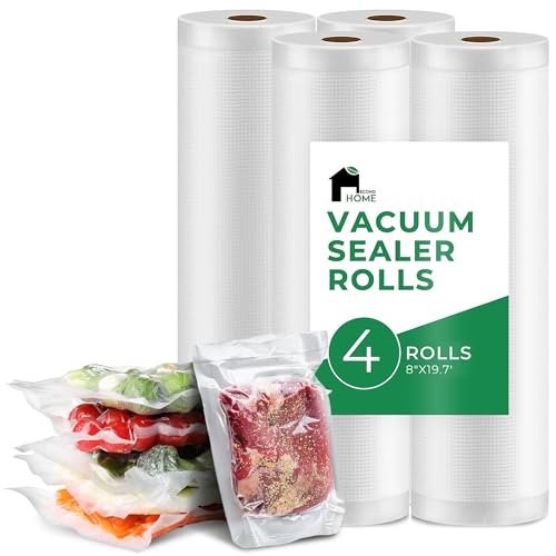 Image of EconoHome 8 inchx20' Roll Heavy Duty Vacuum Seal Bags for Food 4 Pack - Commercial-Grade, Airtight & Leakproof Plastic Vacuum Storage Bags for Sous Vide, Meal Preparation, Processing & Dry Aging Meat