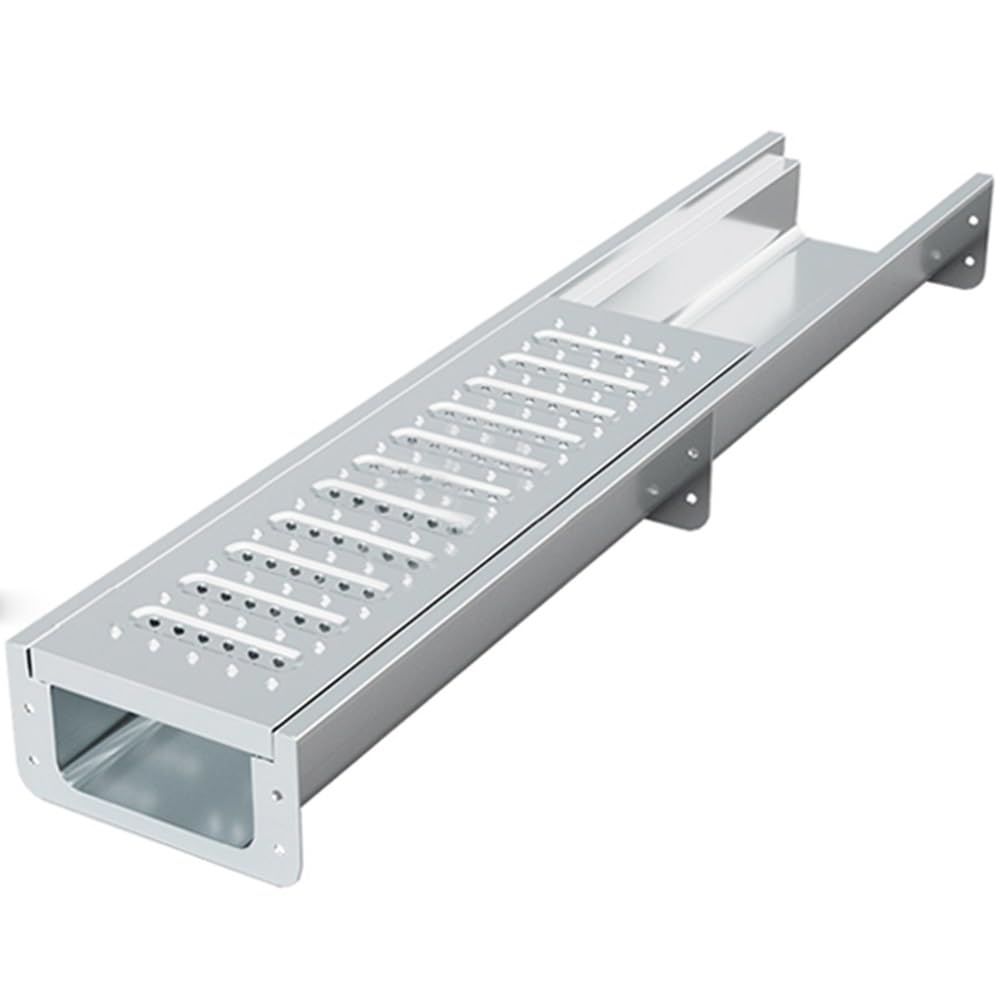 Zestaw rowów odwadniających ze stali nierdzewnej 304 w kształcie litery U — metalowy odpływ liniowy z systemem zaślepek z kratkami(45.7X5.9x5.9in)