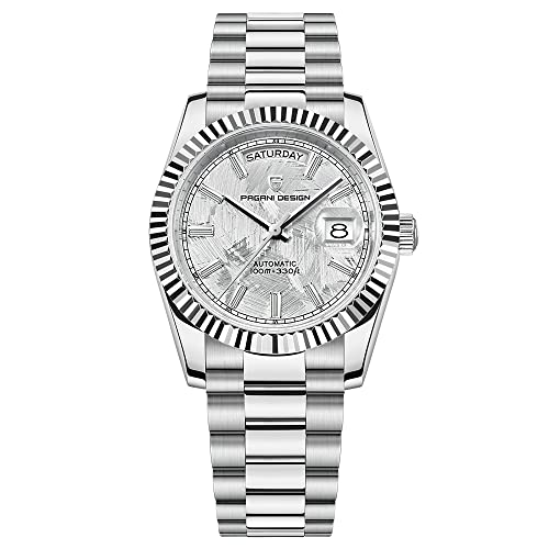 RollsTimi Pagani Design Men's Watches, 36mm Automatic Mechanical Stainless Steel 100M Waterproof Luxury Wrist Watch for Men, Double Date Display Sapphire Dial Glass…