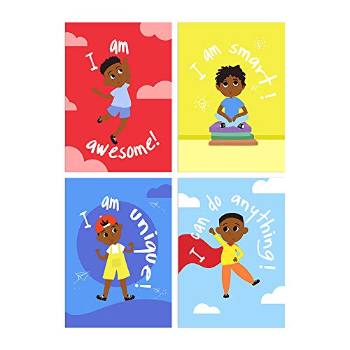 Boys Room Wall Art Decor Motivational Black Boys Canvas Prints Decoration For Boys Bedroom African American Artwork With Inspirational Words For Kids Or Teen Boys Gift Idea Framed Canvas Set Of 4 #TOP5