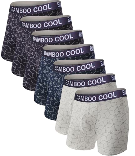 Image of BAMBOO COOL Men's Underwear Boxer Briefs Fly with Built-in 3D Pouch Comfortable Cool Underwear for Men 4 Pack