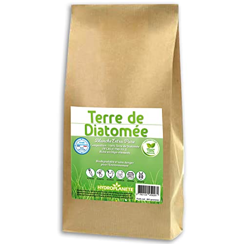 HYDROPLANETE Terre de Diatomée Blanche 400g 1kg 2kg 5kg 10kg 20kg - Grade Alimentaire, Haute pureté 100% Naturelle (400g)