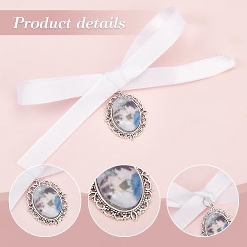 PH PandaHall 10 Piece Oval Bridal Angel Wedding Memorial Photo Charm with Satin Ribbon and Glass Beads - Image 4
