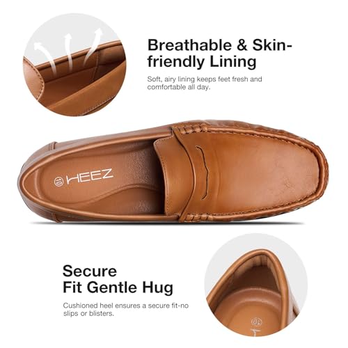 Image of HEEZ Men's Loafers Slip On Dress Shoes Penny Loafers Leather Casual Driving Boat Shoes for Men