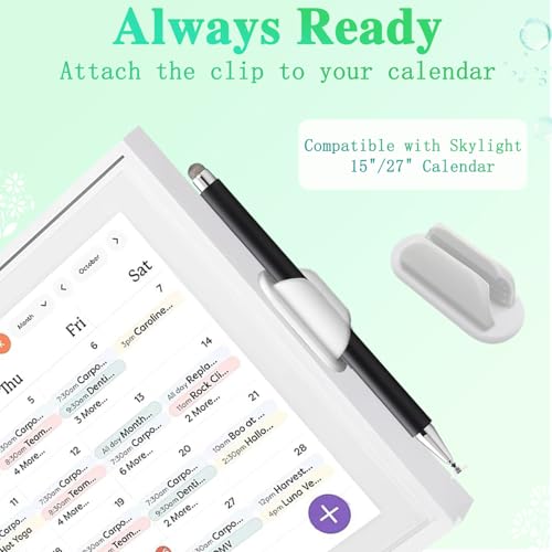 Image of Stylus and Mount for Nintendo Switch /Skylight Calendars 15 /27 Inch, Dual Tip with Mesh and Disc Tip | Magnetic Pen Cap | Flexiple Stylus Holder Mount to Calendar,Capacitive Stylus Pen-Black