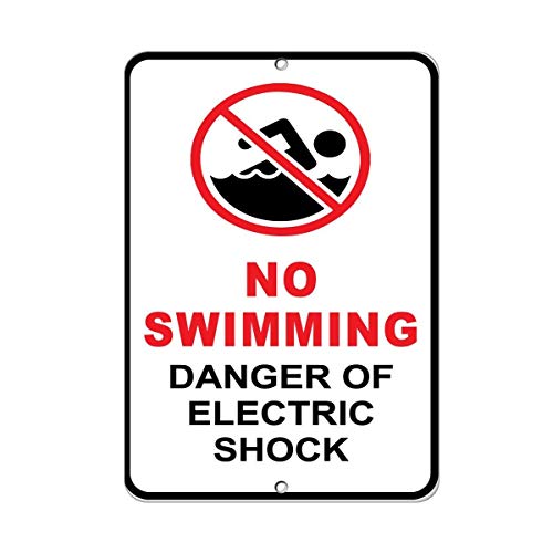 Warning Sign No Swimming Danger of Electric Shock Hazard Sign Road Sign Business Sign 8X12 Inches Aluminum Metal Tin Sign