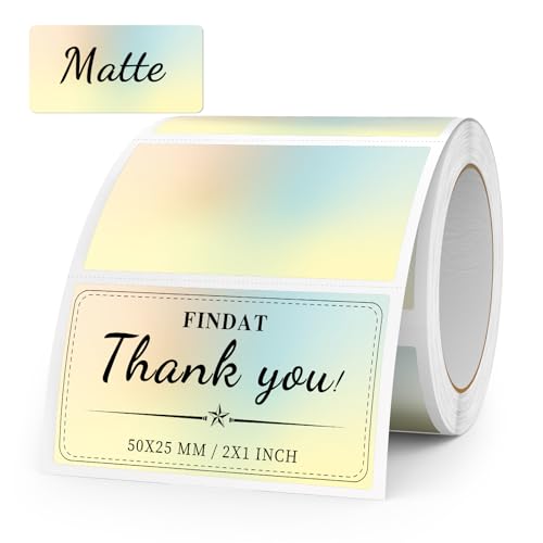 FINDAT Degradado Amarillo Etiqueta Térmica Autoadhesiva 50 x 25 mm Imprimible Rectangular Pegatina Térmica Impermeable para Oficina Diseño Logo QR Envío 500 Pieza