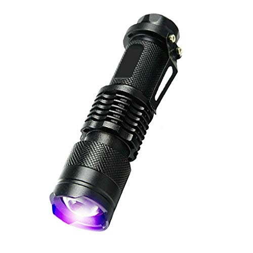 Leeadwaey Luce UV Zoomable Torcia Elettrica Esterna Caccia Fluidi Corpo Ispezione Lampada Viola Portatile Torcia UV, 395nm, Ziguang 395